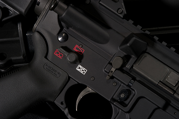The ambidextrous bolt release and safety lever on the LWRC SIX8 are so