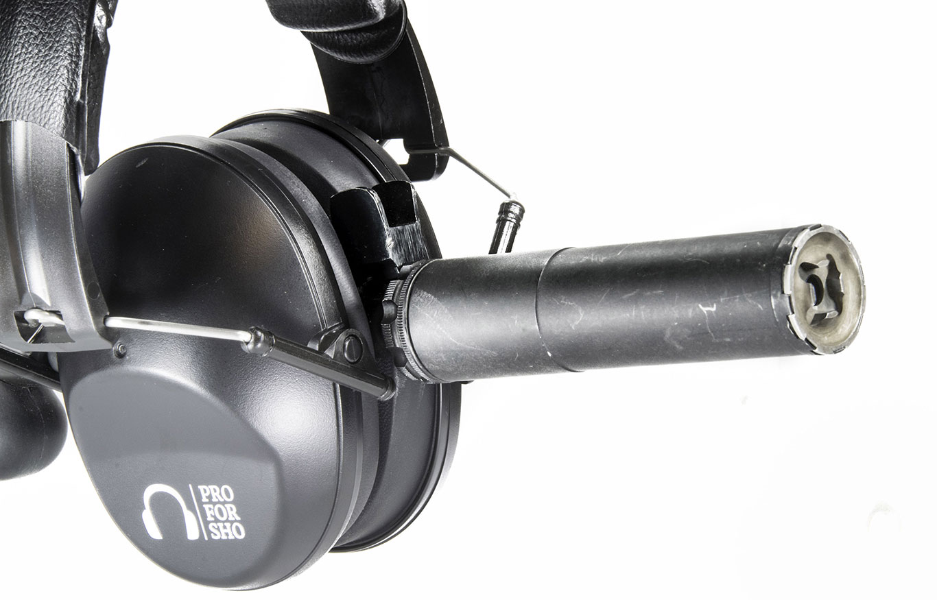 The Pro For Sho muffs shown with a more expensive alternative: an Innovative Arms SlingShot Ti from SilencerShop.