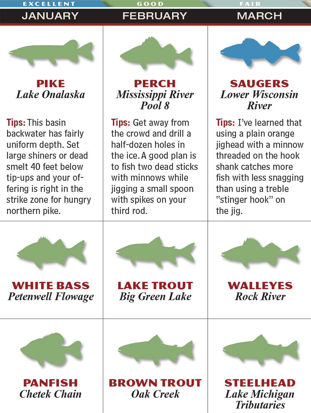 Wisconsin 2015 Fishing Calendar Game & Fish