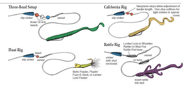 Carolina rig and fishing bait method for bass fish catching