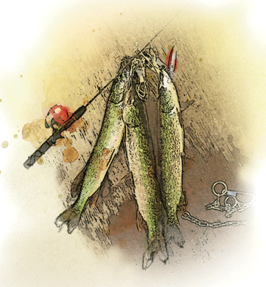Bucktail jig fishing lure watercolor art print