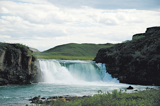 A short waterfall in Nunavut.