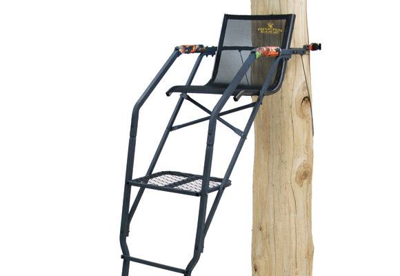 This 15.5-foot treestand has a lounge chair-style mesh seat and backrest th...