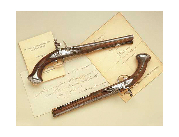 GEORGE WASHINGTON Steel-Mounted Saddle Pistols