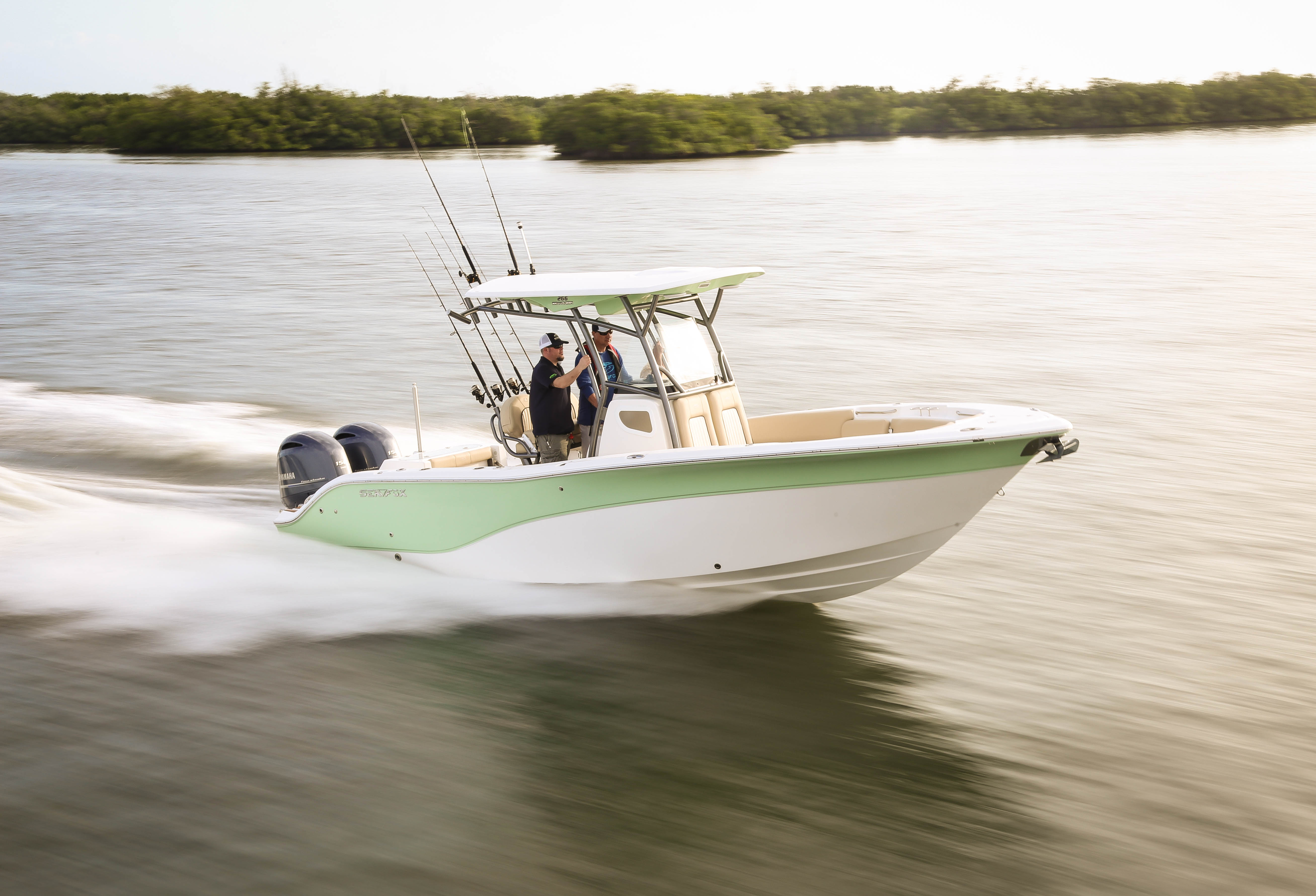 Sea Fox 266 Commander T-Top Boat Cover - Hard-Top Storage & Mooring Cover - Gray 600D Polyester