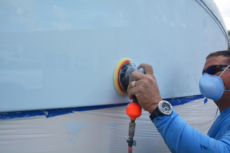 painting sailboat interior fiberglass